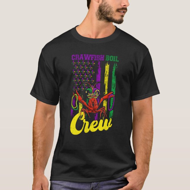 Camiseta Crawfish Boil Crew Beads Mardi Gras Flag Kids Todd (Anverso)
