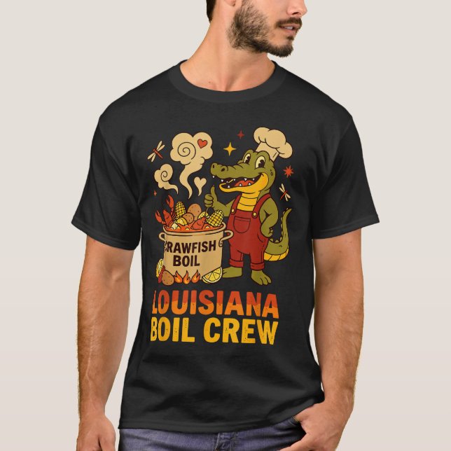 Camiseta Crawfish Cajun Louisiana Boil Alligator Bayou Retr (Anverso)