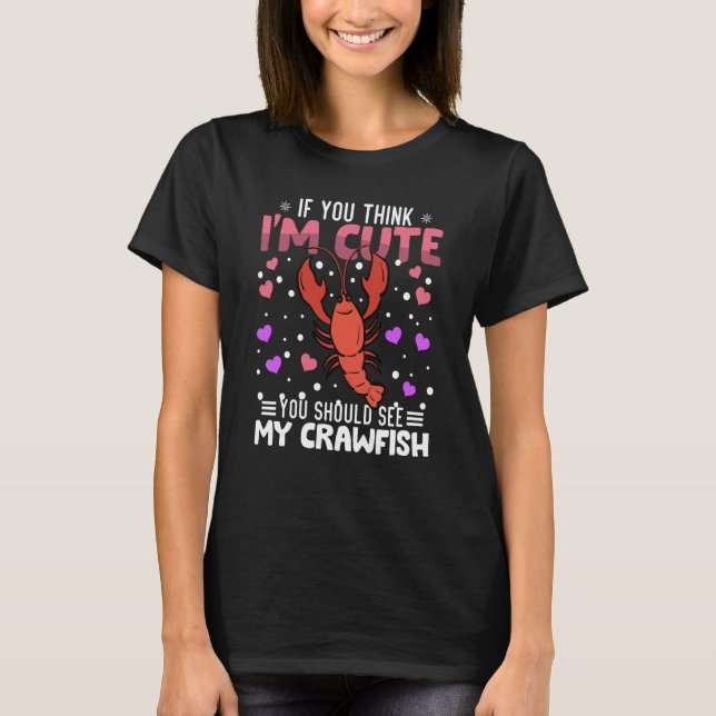 Camiseta Crawfish Heart Valentine's Day Animal For Womens K (Anverso)