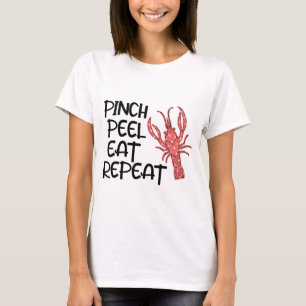 Camiseta Crawfish-Shirt,-Pinch-Peel-Eat-Repeat,-Crawfish