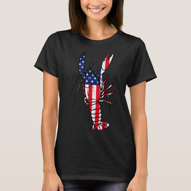 Camiseta Crawfish Us Flag Crayfish Lobster Patriotic Men Wo (Anverso)