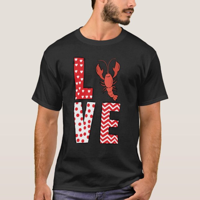 Camiseta Crawfish Valentines Day Love Valentine Cute Hearts (Anverso)