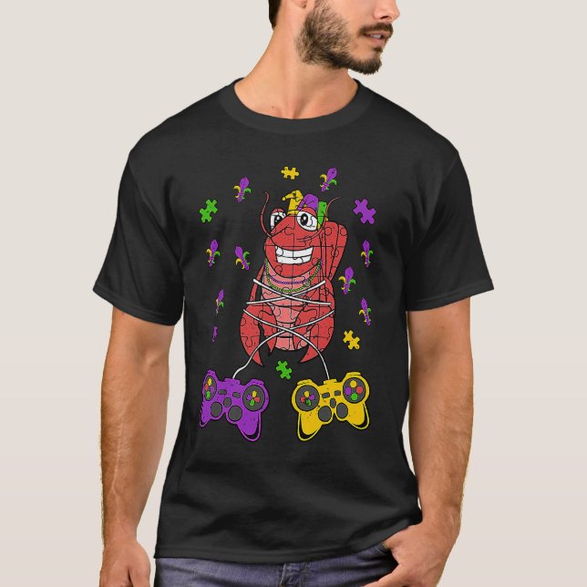 Camiseta Crawfish Video Game Controller Mardi Gras  Gaming  (Anverso)