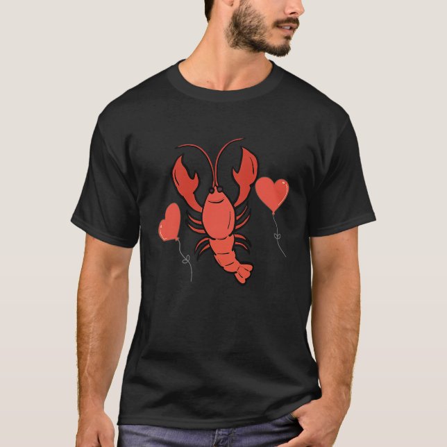 Camiseta Crawfish With Heart Balloon Valentines Day Love Bo (Anverso)