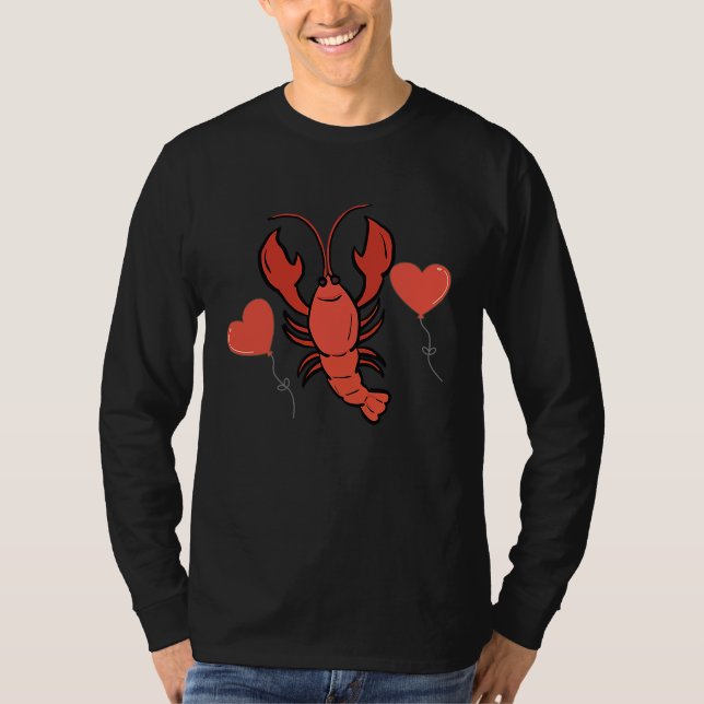 Camiseta Crawfish With Heart Balloon Valentines Day Love Bo (Anverso)