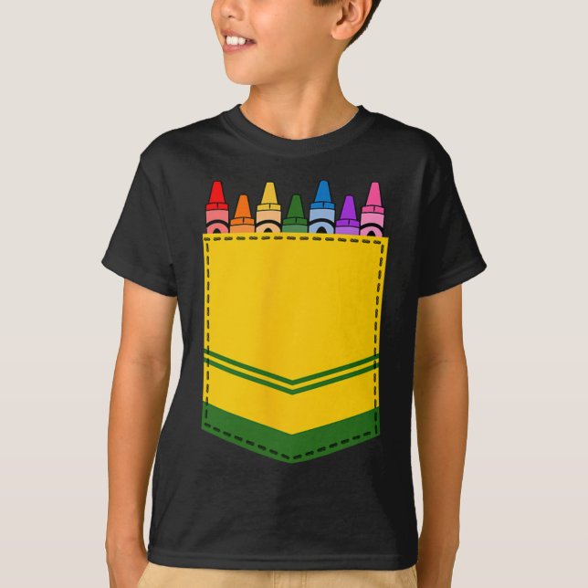 Camiseta Crayon Box Pocket Teacher Regalo (Anverso)