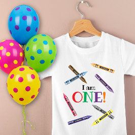 Camiseta Crayon Primer Cumpleaños Niños Nombre Fiesta
