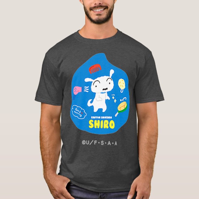 Camiseta Crayon Shin-chan happyShiro se viste de Shiro (Anverso)