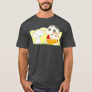 Camiseta Crayon Shin-chan Shin-chan sostiene a Himawari