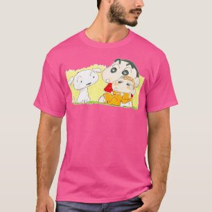 Camiseta Crayon Shin-chan Shin-chan sostiene a Himawari