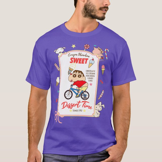 Camiseta Crayon Shin-chan Shin-chan y postre para bicicleta (Anverso)