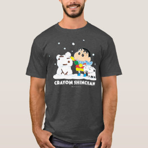 Camiseta Crayon Shin-chan Shin-chan y un muñeco de nieve P
