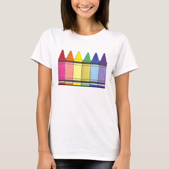 Camiseta Crayones arcoiris Artista suministros de arte Orgu (Anverso)