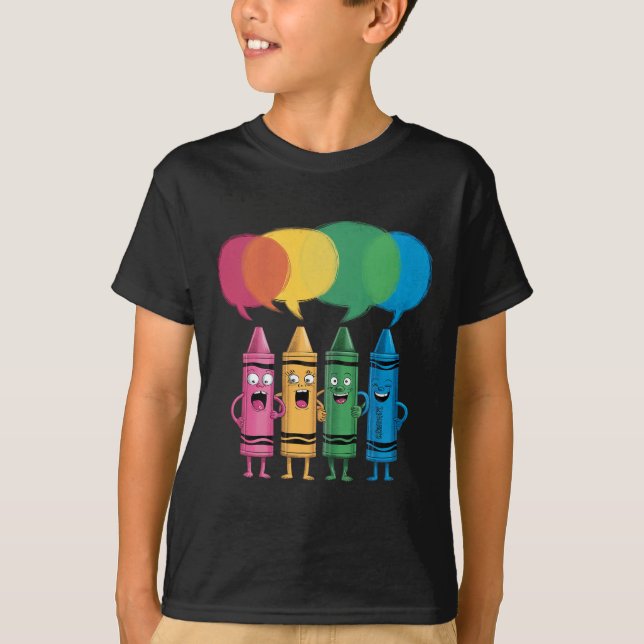 Camiseta Crayones De Color Ánimo De Moda Viernes Enseñar (Anverso)