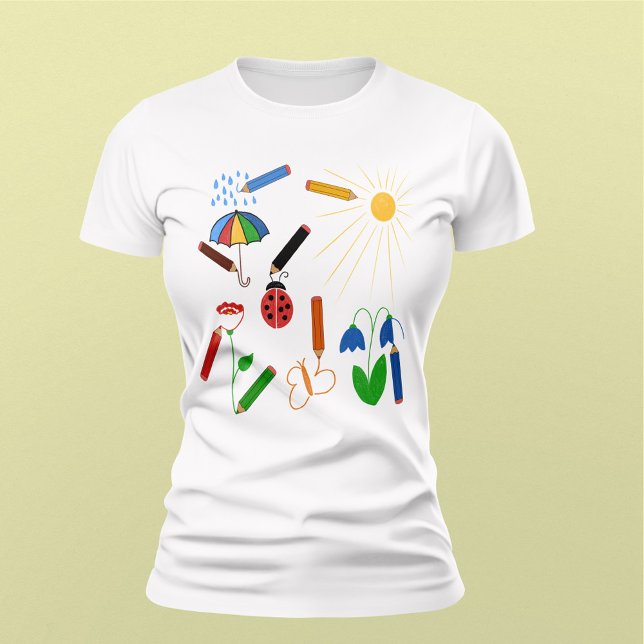 Camiseta Crayones dibujando un mundo colorido (Subido por el creador)