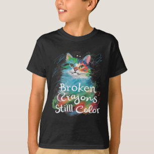 Camiseta Crayones rotos aún color Gato Maestra Salud Mental