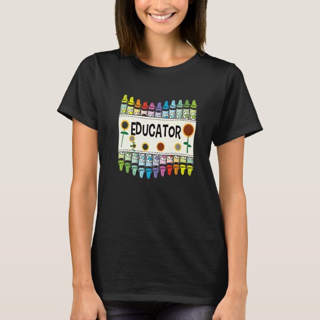 Camiseta Crayons And Flower Teaching  Educator (Anverso)