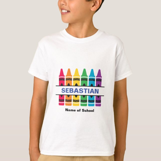 Camiseta Crayons (Crayones), estudiante y Personalizado de  (Anverso)