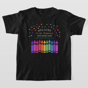 Camiseta Crayons Stars colorida bienvenida al aula del prof