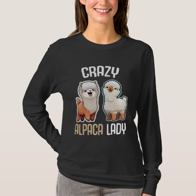 Camiseta Crazy Alpaca Lady Women s Cute Alpaca Lama Zoo  1 (Anverso)