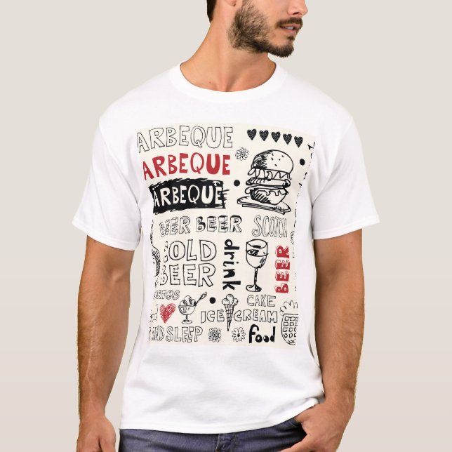 Camiseta Crazy BBQ: Whimsical Doodle Art (Anverso)