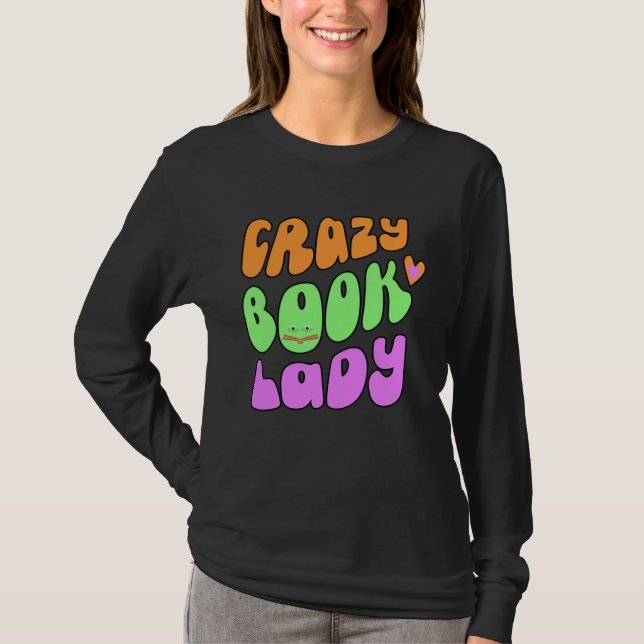 Camiseta crazy book lady lover (Anverso)