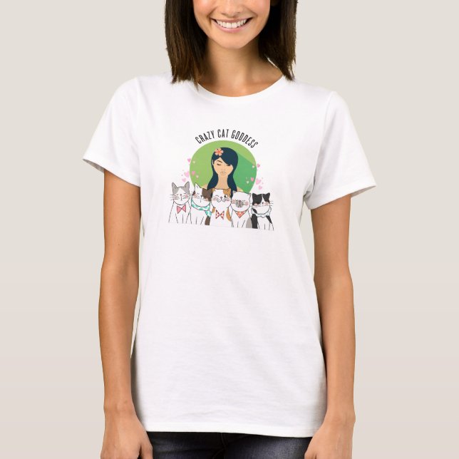 Camiseta Crazy Cat Goddess Fun T-Shirt (Anverso)