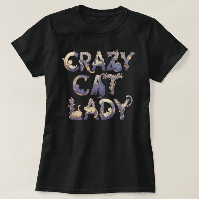 Camiseta Crazy Cat Lady Black (Diseño del anverso)