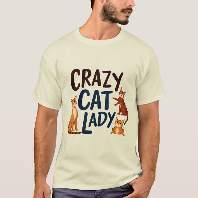 Camiseta Crazy Cat Lady Club - Cute Trio Kitty Design (Anverso)