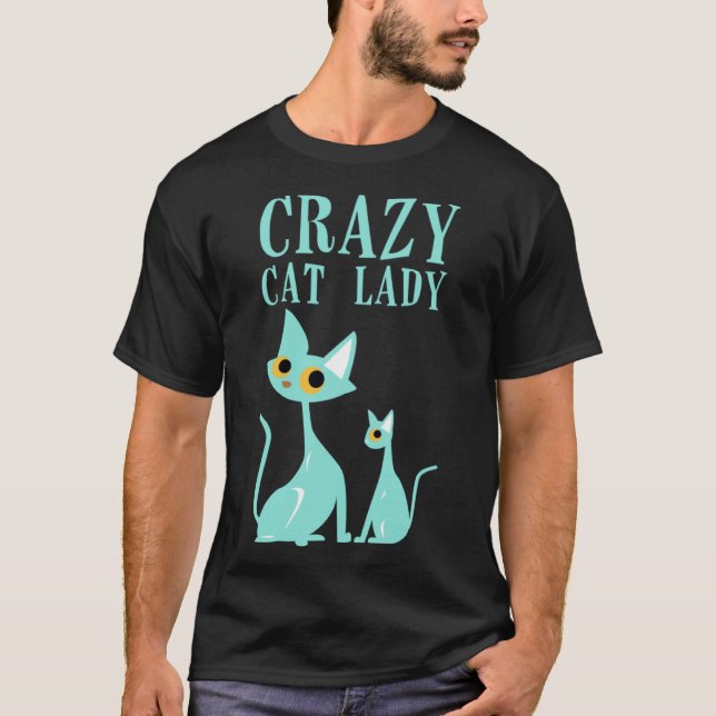 Camiseta Crazy Cat Lady Kitty Kitten Mujeres Chicas (Anverso)