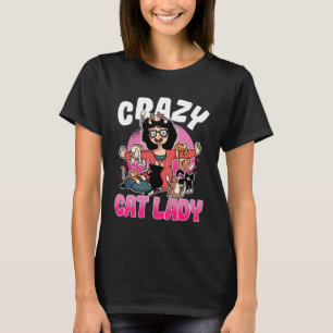 Camiseta Crazy Cat Lady Motif Gran Mamá Gato Abuela