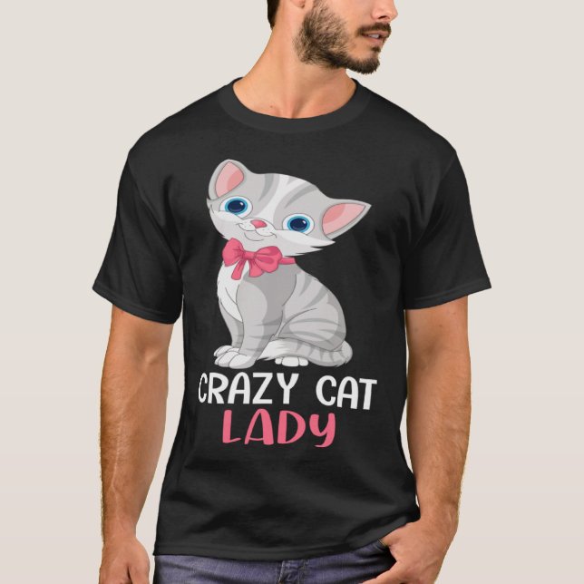 Camiseta Crazy Cat Lady Mujeres Gris Gato Madre Día Gato Mo (Anverso)
