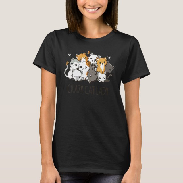 Camiseta Crazy Cat Lady Team Cat Butterfly Smile Tee (Anverso)