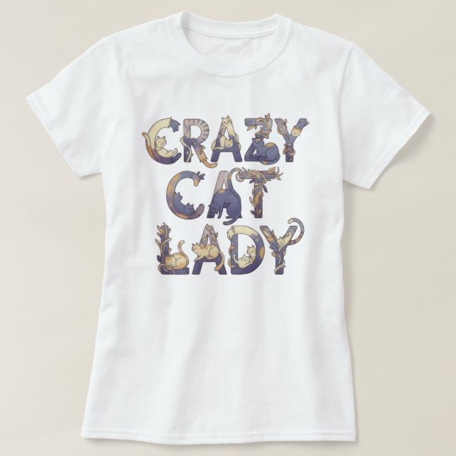 Camiseta Crazy Cat Lady White (Diseño del anverso)