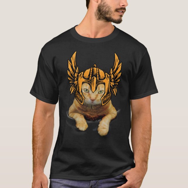 Camiseta Crazy Cat Viking Thor Cat With Hammer (Anverso)