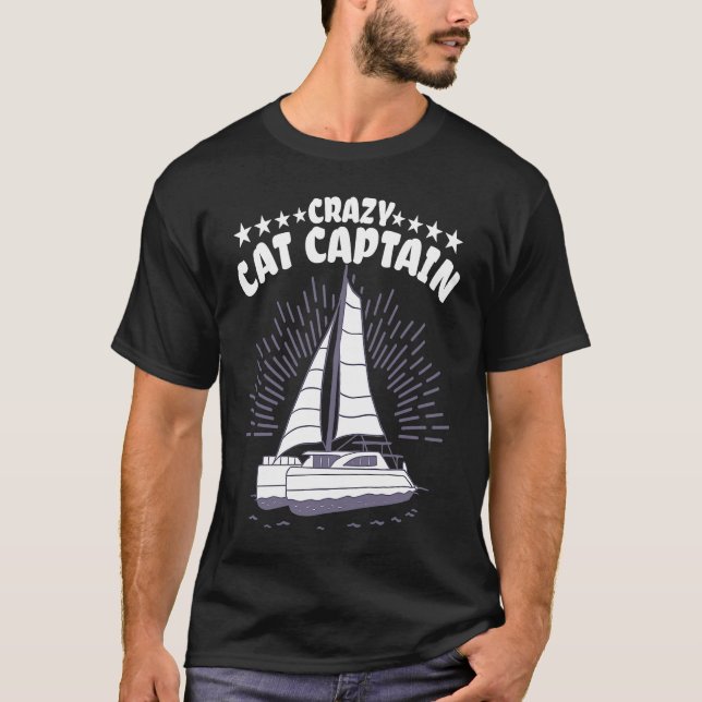 Camiseta Crazy Catamaran Captain Sailing Sailor  2 (Anverso)