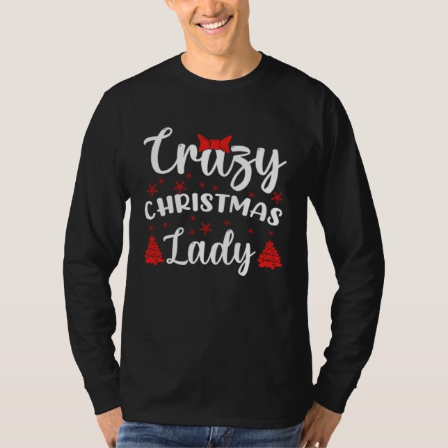 Camiseta Crazy Christmas Lady Buffalo Plaid Red  Xmas (Anverso)