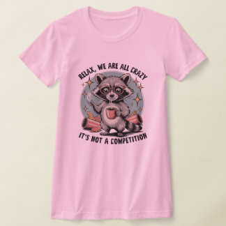 Camiseta Crazy Coffee Raccoon T-Shirt