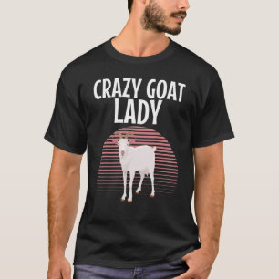 Camiseta Crazy Crazy Goat Lady Para Chicas Mujeres Cabra Wh