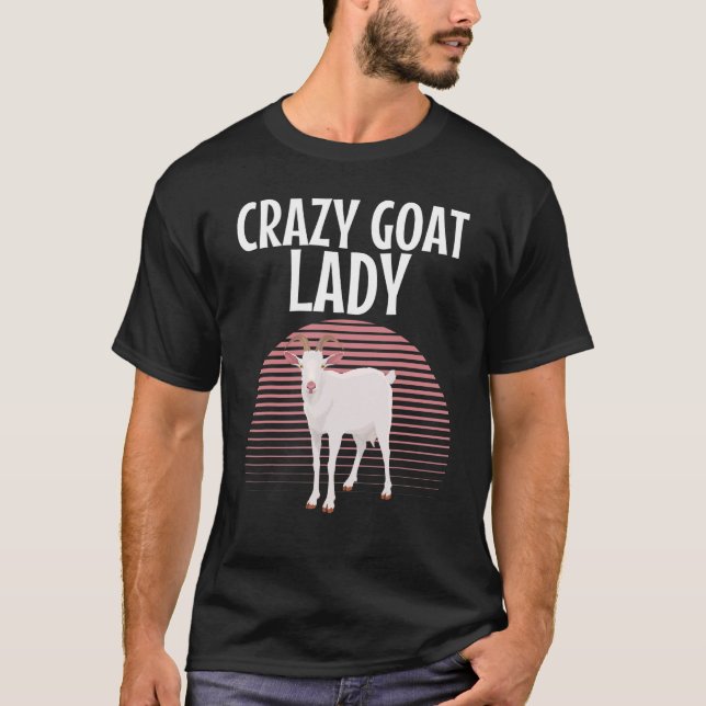Camiseta Crazy Crazy Goat Lady Para Chicas Mujeres Cabra Wh (Anverso)