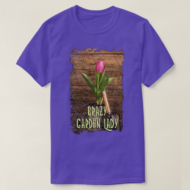 Camiseta Crazy Garden Lady Vintage Design  (Diseño del anverso)