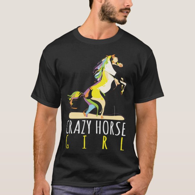 Camiseta Crazy Horse Girl Horseback Riding Equestrian Horse (Anverso)