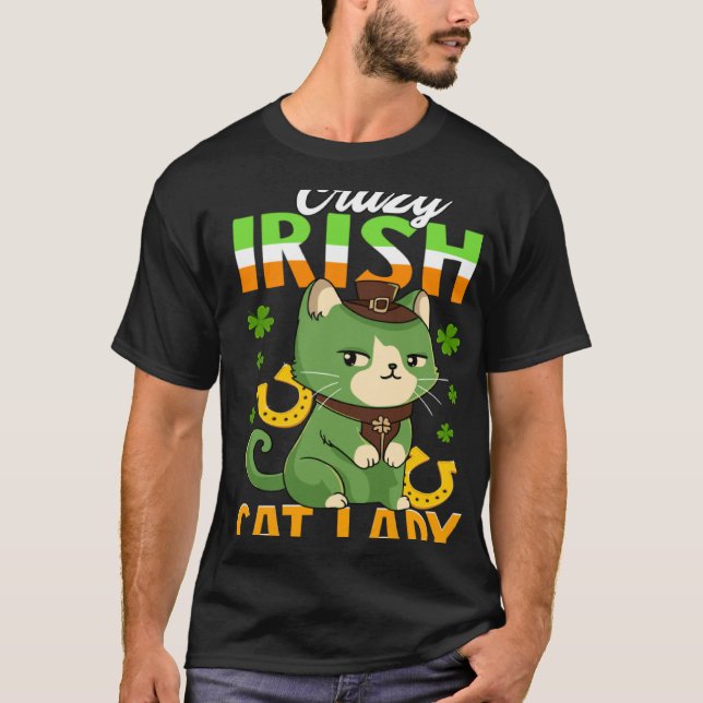 Camiseta Crazy Irish Cat Lady  Saint Patrick s (Anverso)