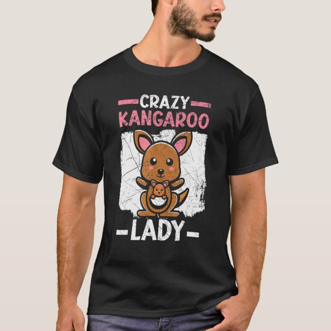 Camiseta Crazy Kangaroo Lady Wildlife Animal Australia (Anverso)