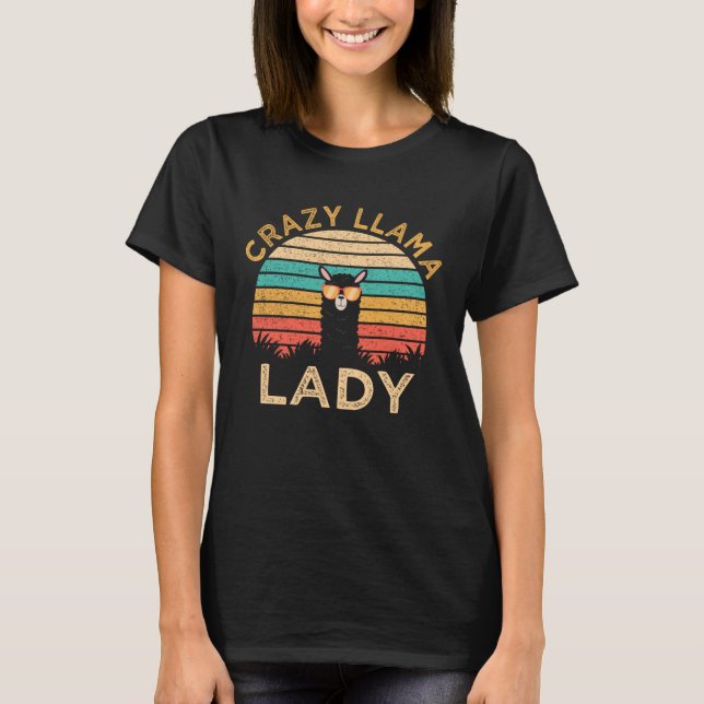 Camiseta Crazy Llama Lady  Llama Wearing Sunglasses Farmer (Anverso)