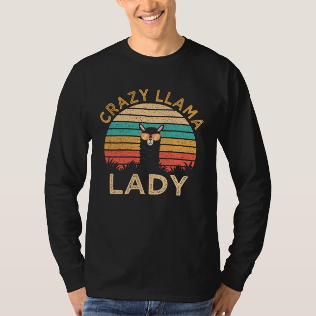 Camiseta Crazy Llama Lady  Llama Wearing Sunglasses Farmer (Anverso)
