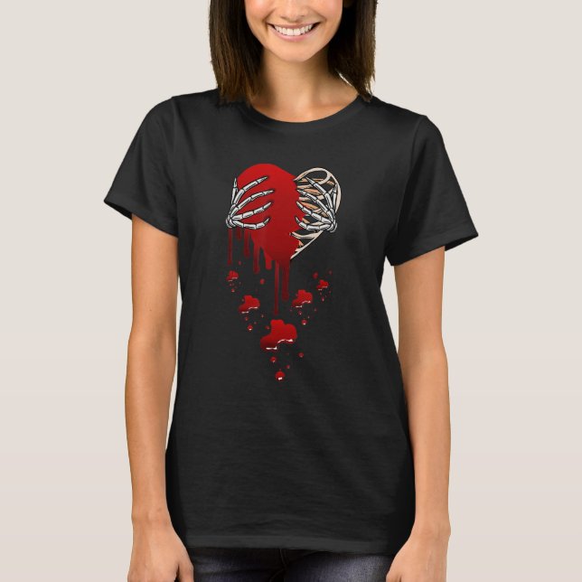Camiseta Crazy Love Hurt Broken Heart Pain Skeleton Bloody  (Anverso)