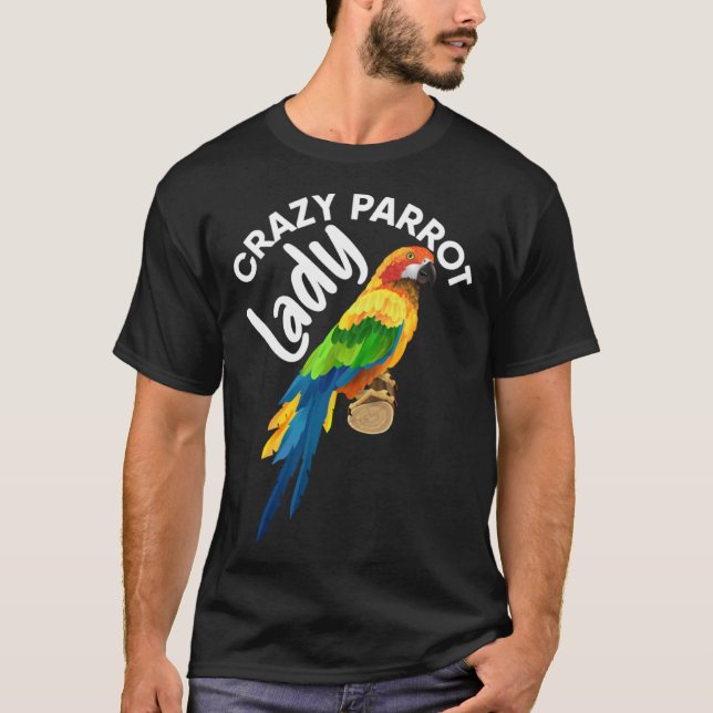 Camiseta Crazy Parrot Lady Bird Tropical Summer Trip Vacati (Anverso)