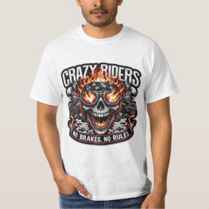 Camiseta Crazy Riders - Audaz Biker Spirit Tee Gráfico   Ri