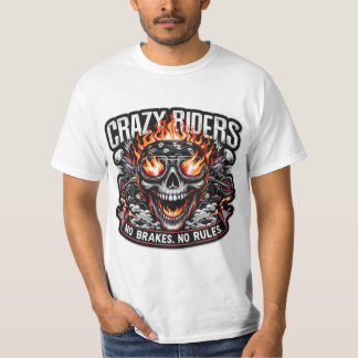 Camiseta Crazy Riders - Audaz Biker Spirit Tee Gráfico | Ri